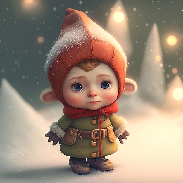 Un personaje de dibujos animados con un sombrero y un sombrero que dice "nieve"