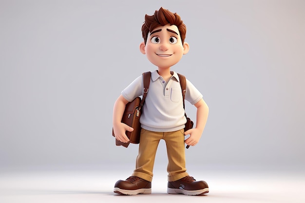 Personaje de dibujos animados Stanley de pie sobre fondo blanco ilustración 3D