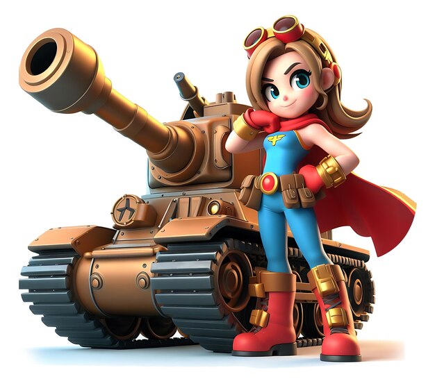 un personaje de dibujos animados de superhéroes femenino con un tanque