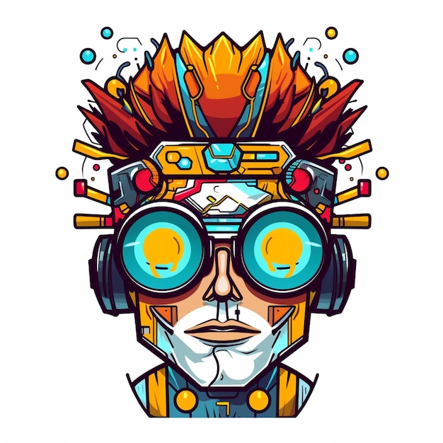 un personaje de dibujos animados con un tocado y gafas en ai generativa