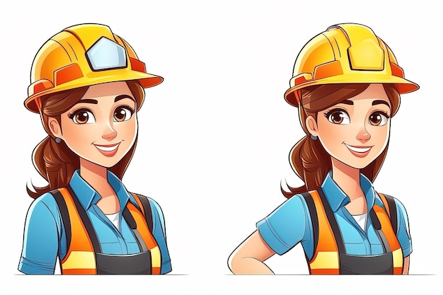 personaje de dibujos animados de una trabajadora de la construcciónpersonaje de dibujos animados de una trabajadora de la construcciónvector