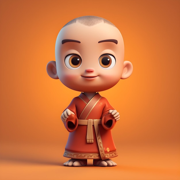 Un personaje de dibujos animados con una túnica roja que dice "kung fu"