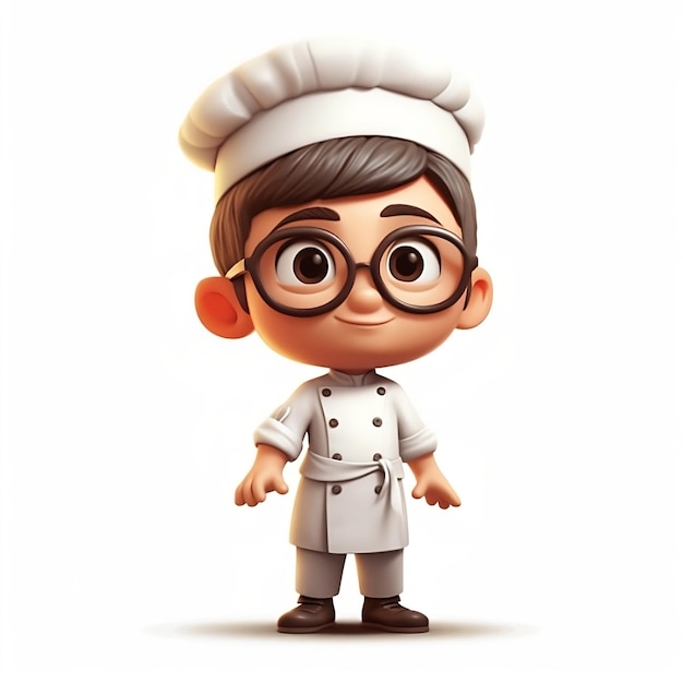 Un personaje de dibujos animados con uniforme de chef blanco.
