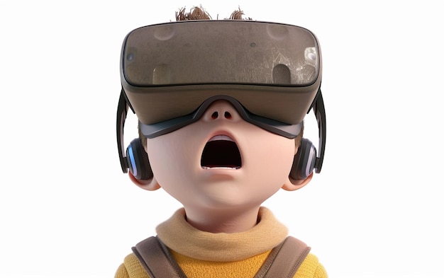 Foto el personaje de dibujos animados usa gafas de realidad virtual 3d render funny boy en gafas de realidade virtual aislado en un fondo blanco no text ar 85 iw 2 v 6 job id b64d08c5176b413ab8b95b7bc7c0b1d9