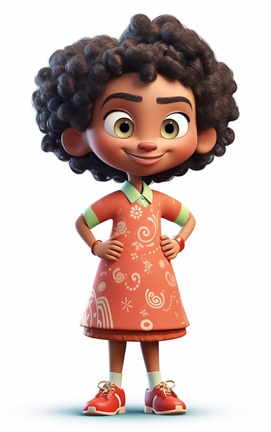 Foto un personaje de dibujos animados con un vestido rojo que dice 
