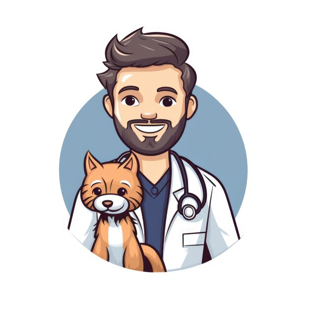 Personaje de dibujos animados veterinario aislado