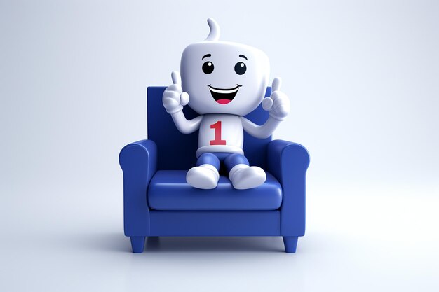 personaje de dientes sentado en un sillón ilustración de renderizado 3D