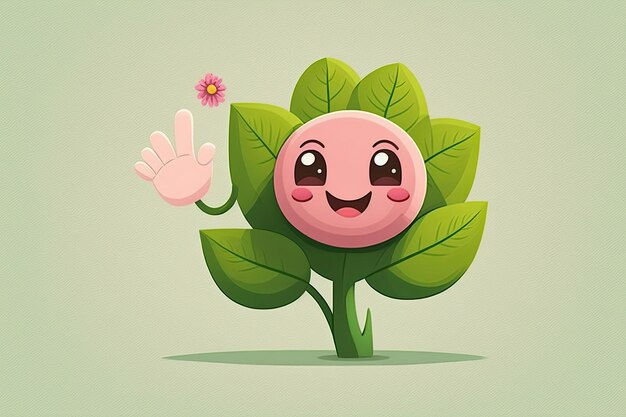 Foto un personaje divertido y lindo de lady finger con una flor rosa felicidad y alegría en forma animal