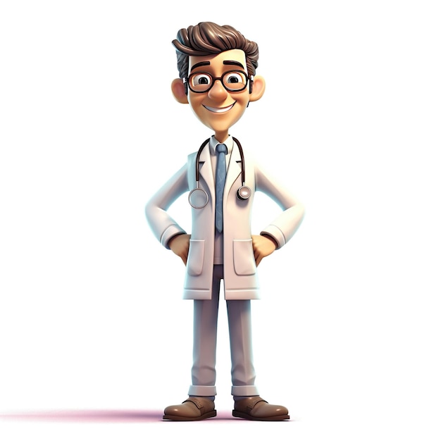 Personaje de doctor aislado en fondo blanco