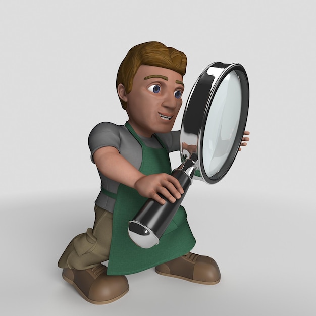 Personaje de encargado de tienda de dibujos animados 3D