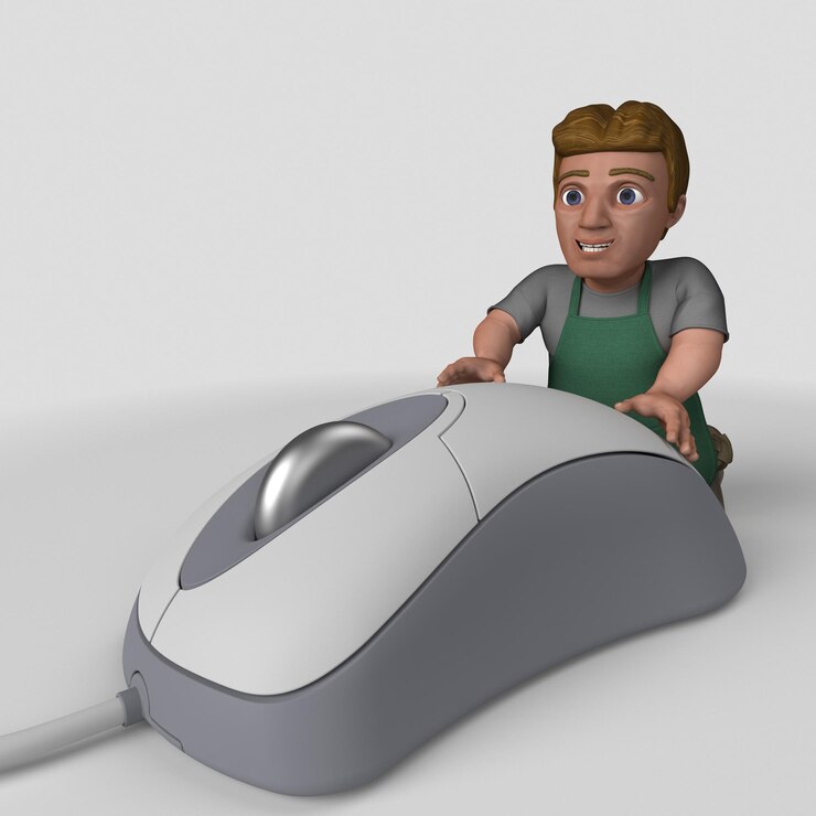 Foto personaje de encargado de tienda de dibujos animados 3d
