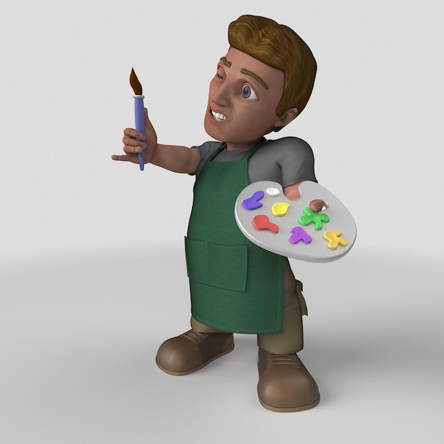 Foto personaje de encargado de tienda de dibujos animados 3d