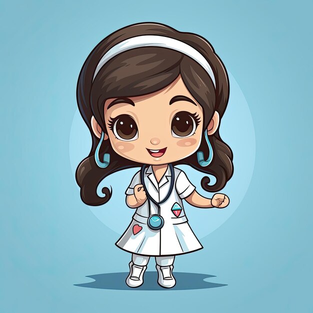 Un personaje de enfermera lindo y amigable en ilustración vectorial Esta adorable obra de arte es perfecta para diseños de atención médica y temas médicos