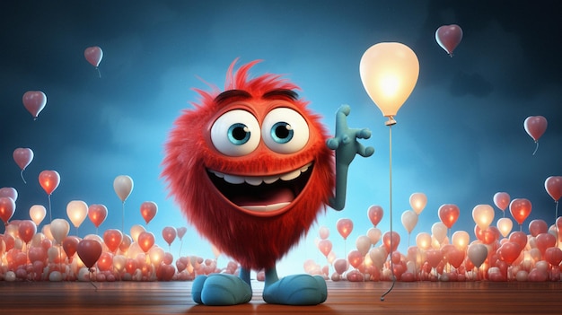 Personaje de estilo Pixar del Día Mundial del SIDA