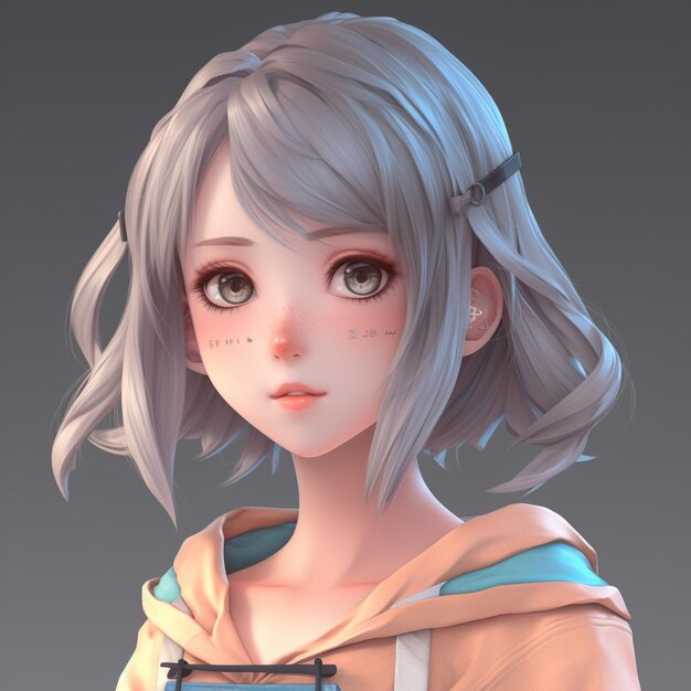 Personaje femenino de anime en 3D