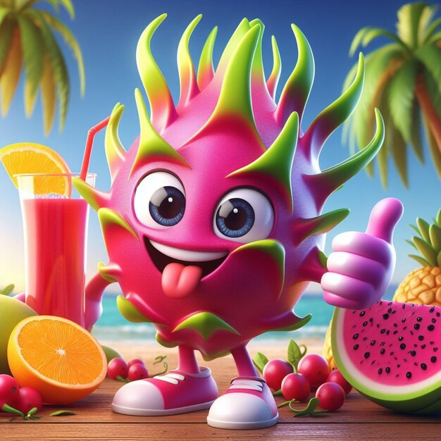 Foto el personaje de la fruta del dragón en 3d