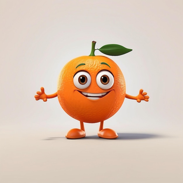 El personaje de la fruta de naranja de dibujos animados en 3D