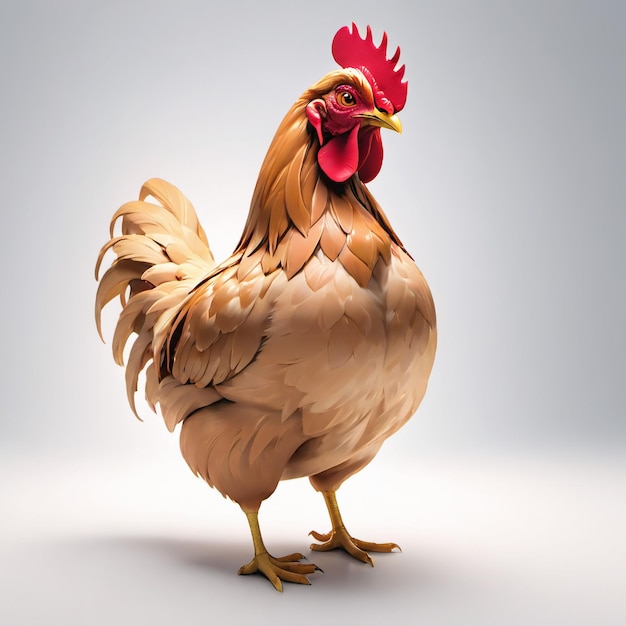 Personaje de gallina antropomórfico aislado en el fondo