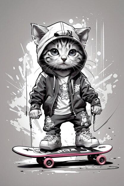 personaje de gato de patineta