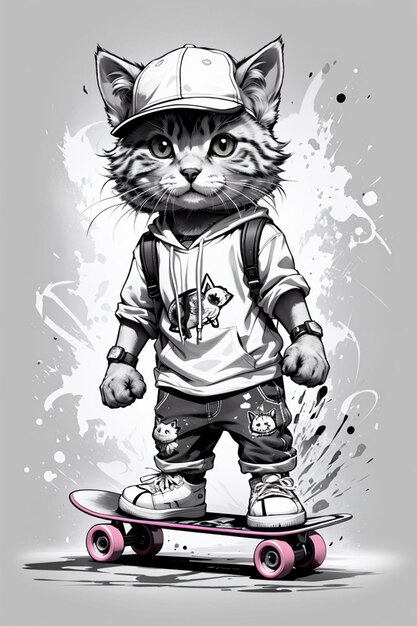 personaje de gato de patineta