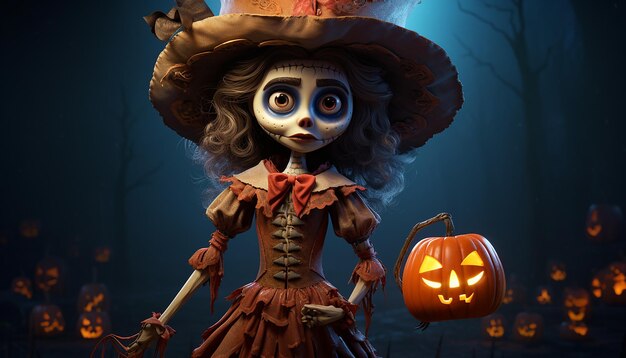 Un personaje de Halloween como un personaje de Pixar Detalle épico Cinematográfico