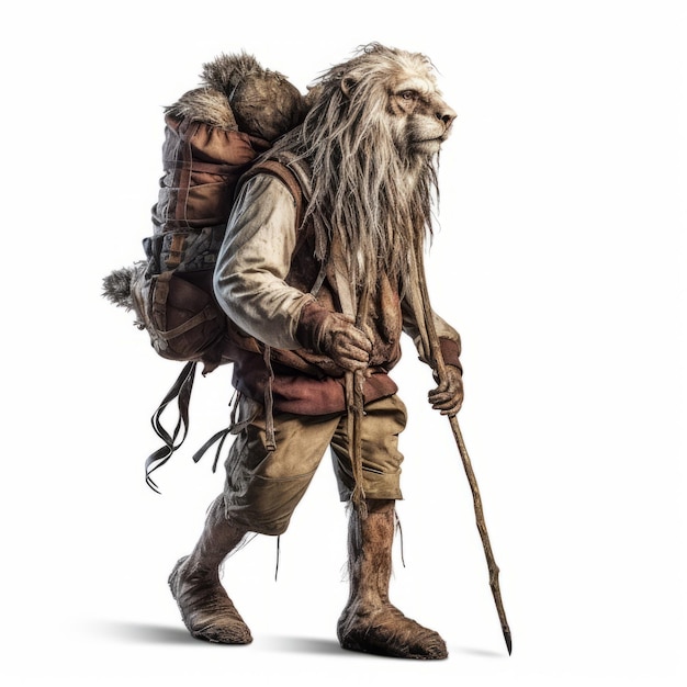 El personaje del Hobbit con peluca y mochila en National Geographic