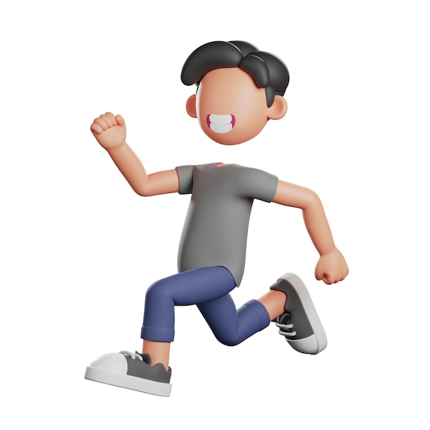 Personaje de hombre 3d con pose de carrera