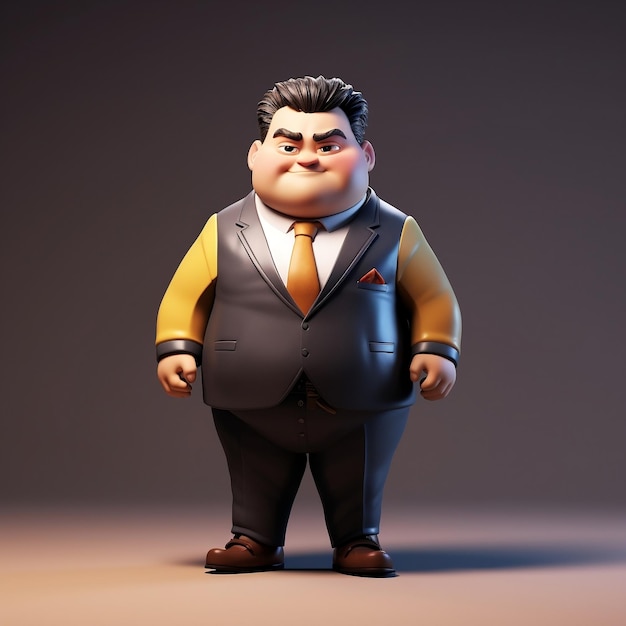 El personaje del hombre de negocios gordo es un modelo de estilo de anime.