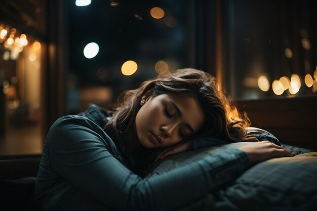 Foto personaje humano durmiendo por la noche