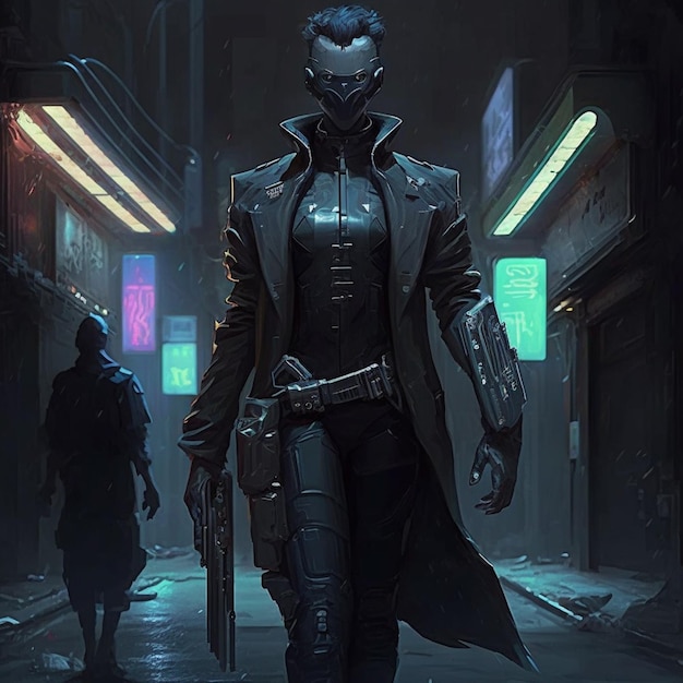 Un personaje del juego cyberpunk.