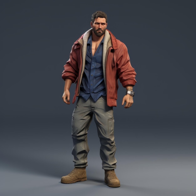 Personaje de juego renderizado en 3D al estilo de Hugues Merle