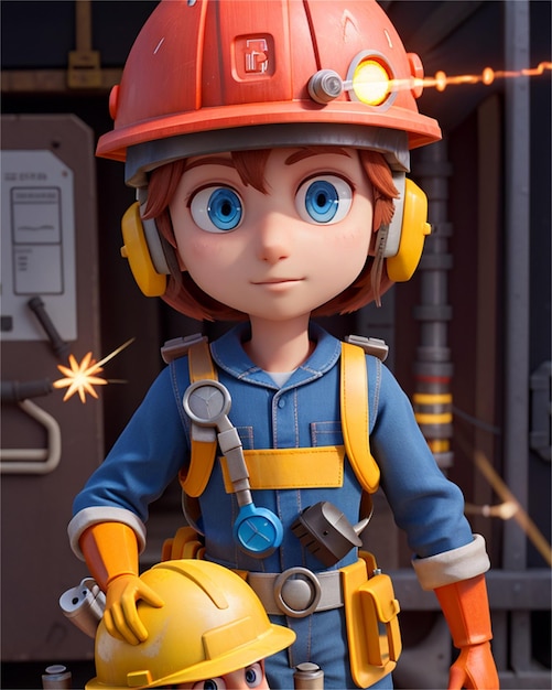 un personaje de lego con casco de bombero y casco.