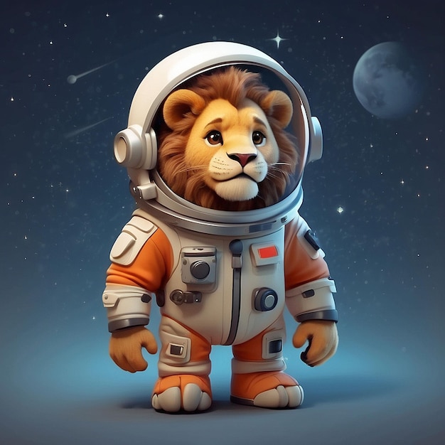 El personaje del león astronauta en 3D