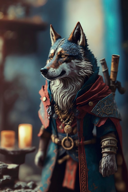 personaje de lobo con modelo de juego RPG, ai generativo