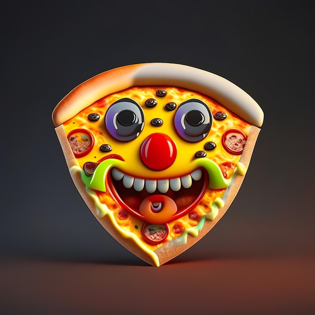 Foto personaje de logotipo de emoji de pizza feliz en ai generativa 3d