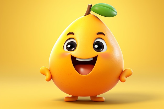 Personaje de mango de dibujos animados lindo 3D