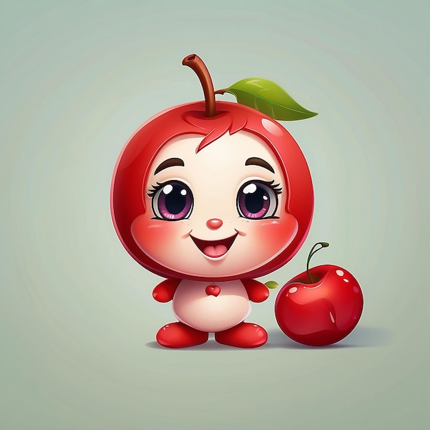 Un personaje de manzana lindo en 3D.