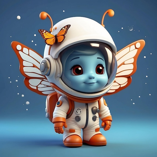 El personaje de la mariposa astronauta en 3D