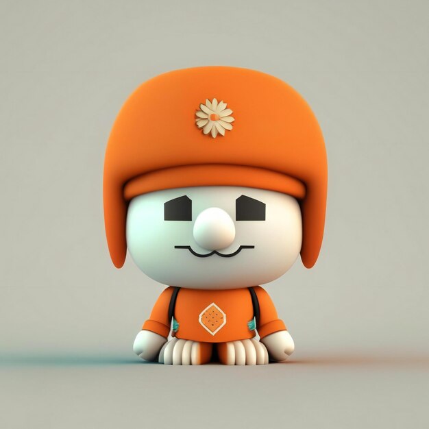 Personaje mascota en colores naranja, verde y blanco. IA generativa.