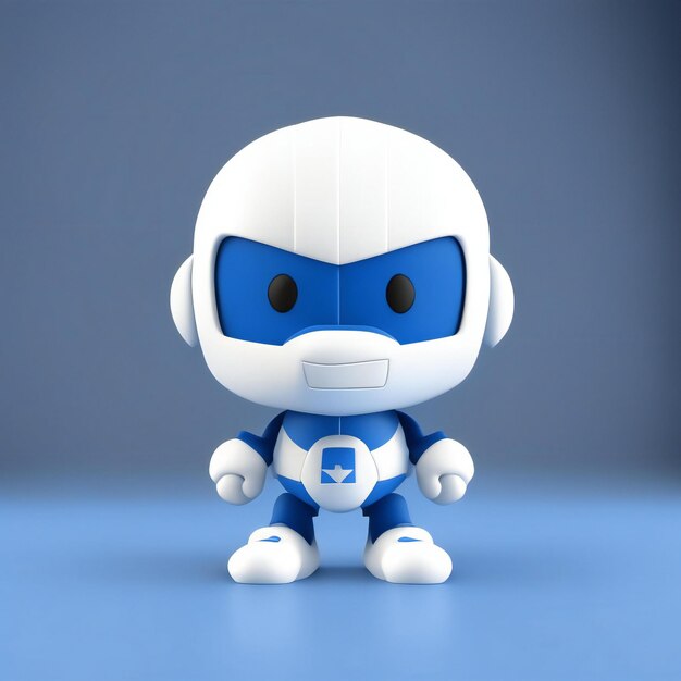 Personaje mascota en colores rojo, azul y blanco. AI generativa.
