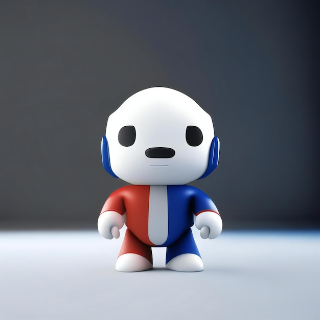 Personaje mascota en colores rojo, azul y blanco. AI generativa.