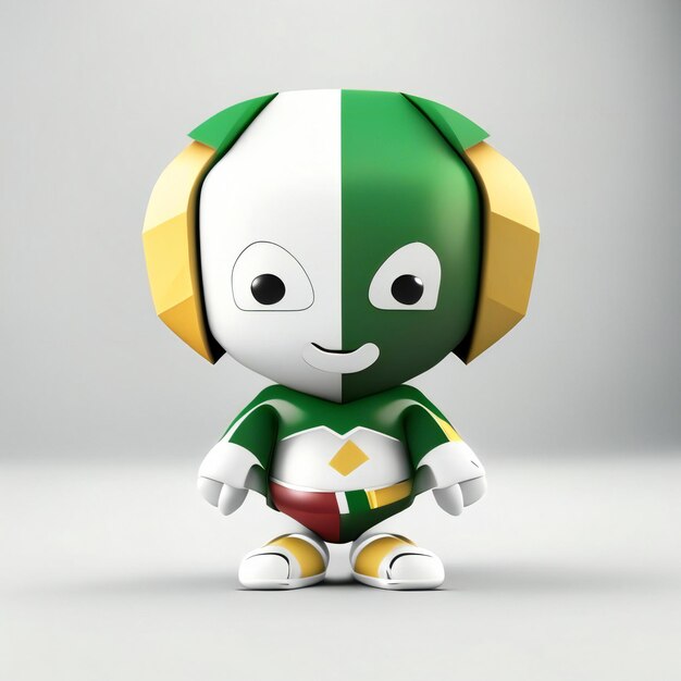 Personaje mascota en colores verde y blanco IA generativa