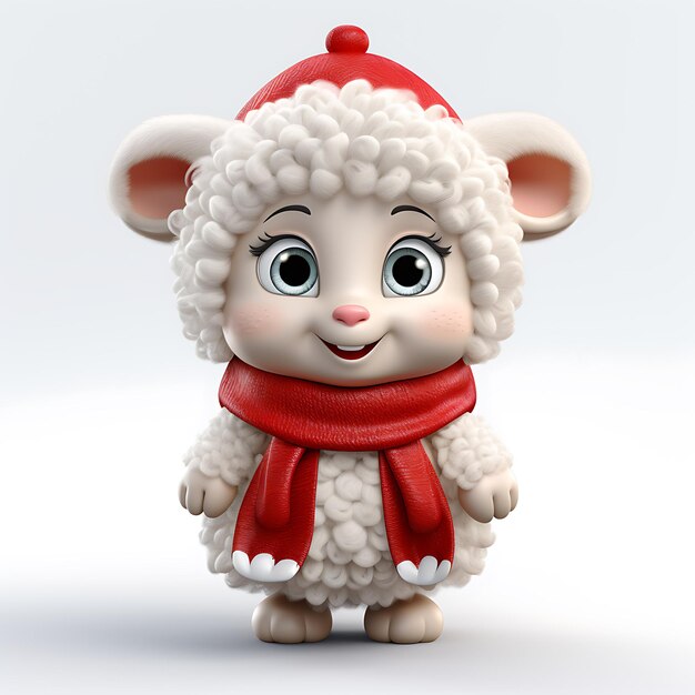 El personaje de la mascota de la oveja de Navidad 3D