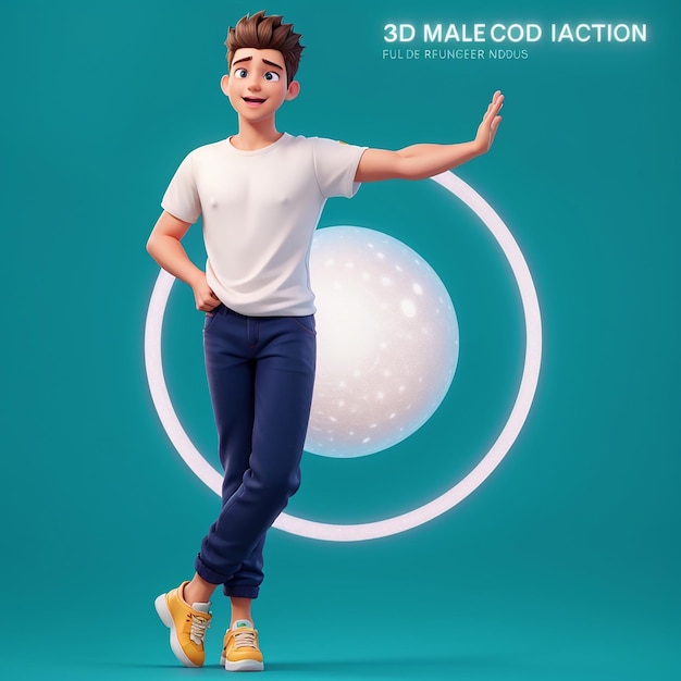 Personaje masculino en 3D actuando bien.