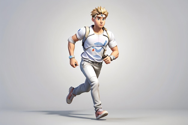 Personaje masculino en 3D corriendo solo