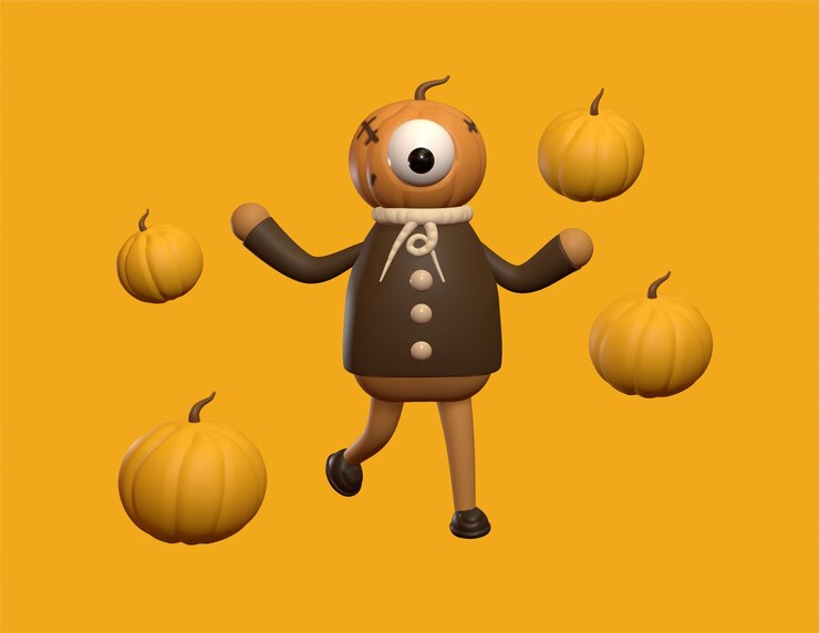 Foto personaje de miedo 3d de halloween para el evento espeluznante de halloween
