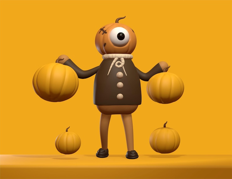 Foto personaje de miedo 3d de halloween para el evento espeluznante de halloween