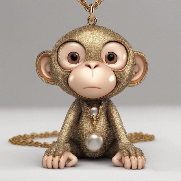 personaje de mono con una imagen de collar de cadena de oro generada por ai