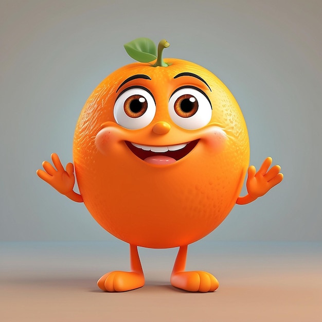 Un personaje naranja lindo en 3D.