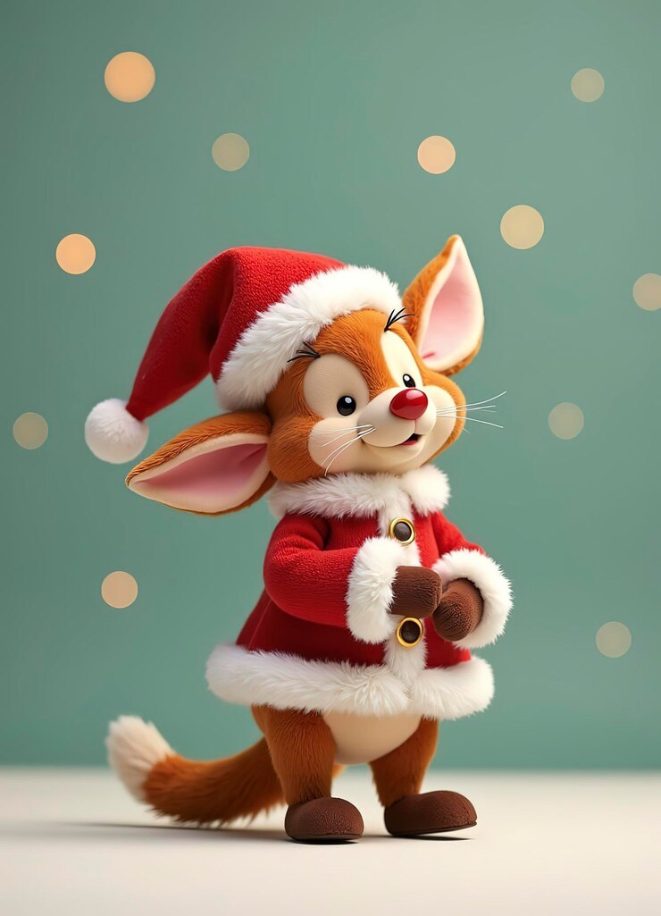 Un personaje de Navidad lindo en 3D celebrando la Navidad